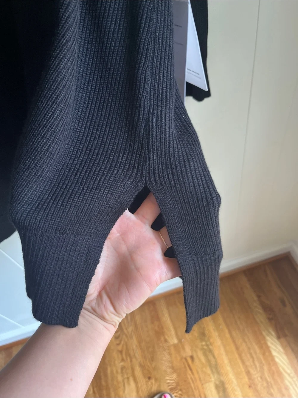 NWT Athleta Hanover Refined Black V-Neck Ribbed Merino Wool Pullover Sweater 2X